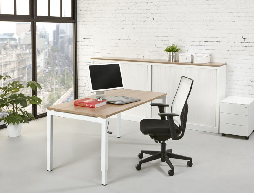 RMOffice Q-Bic Sitz-Sitz Schreibtisch | Höhenverstellbar mit Kurbel