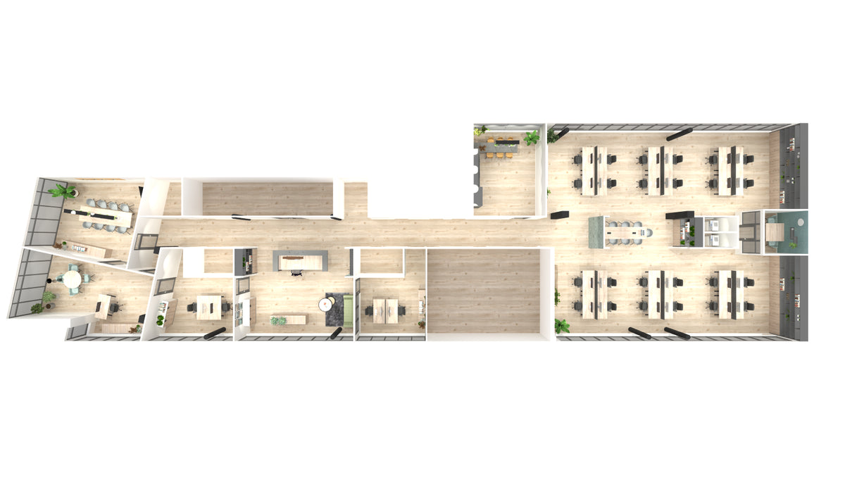 3D-Visualisierung einer geplanten Büroeinrichtung