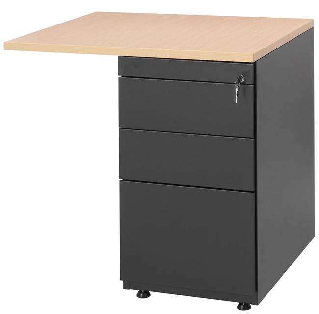 RMOffice PRO Standcontainer | 4 Schubladen | Inkl. Deckplatte mit Anbau