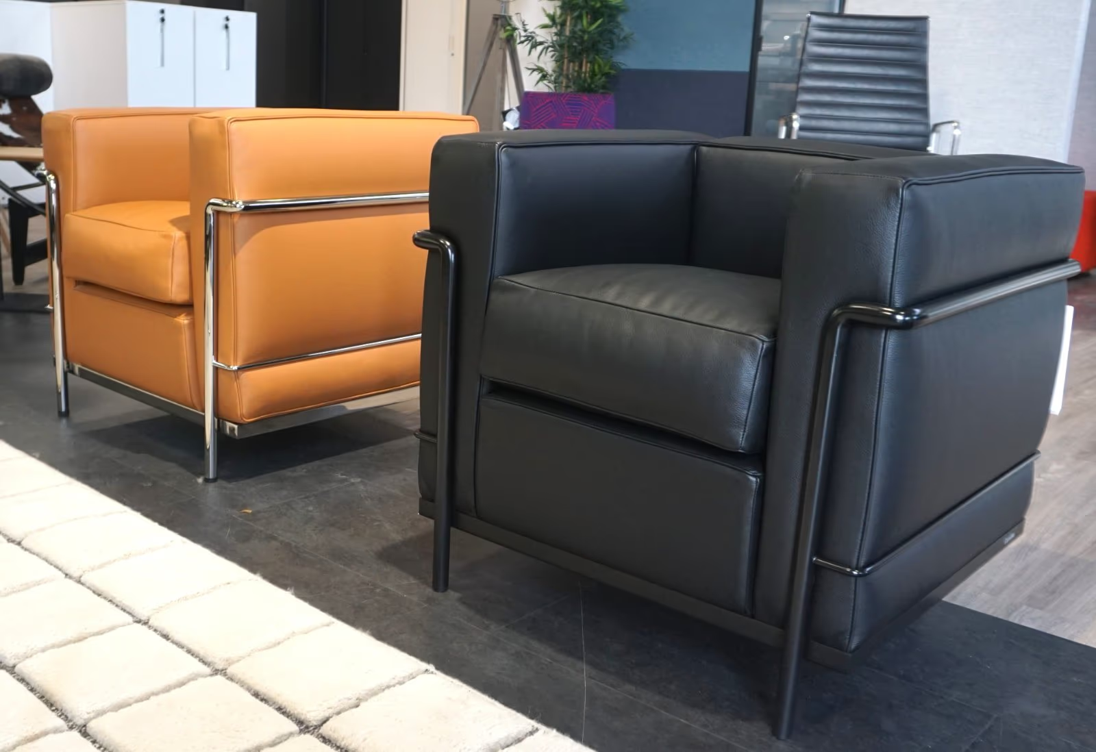 Cassina LC2 Design Sessel | Schwarz | Leder | Neu