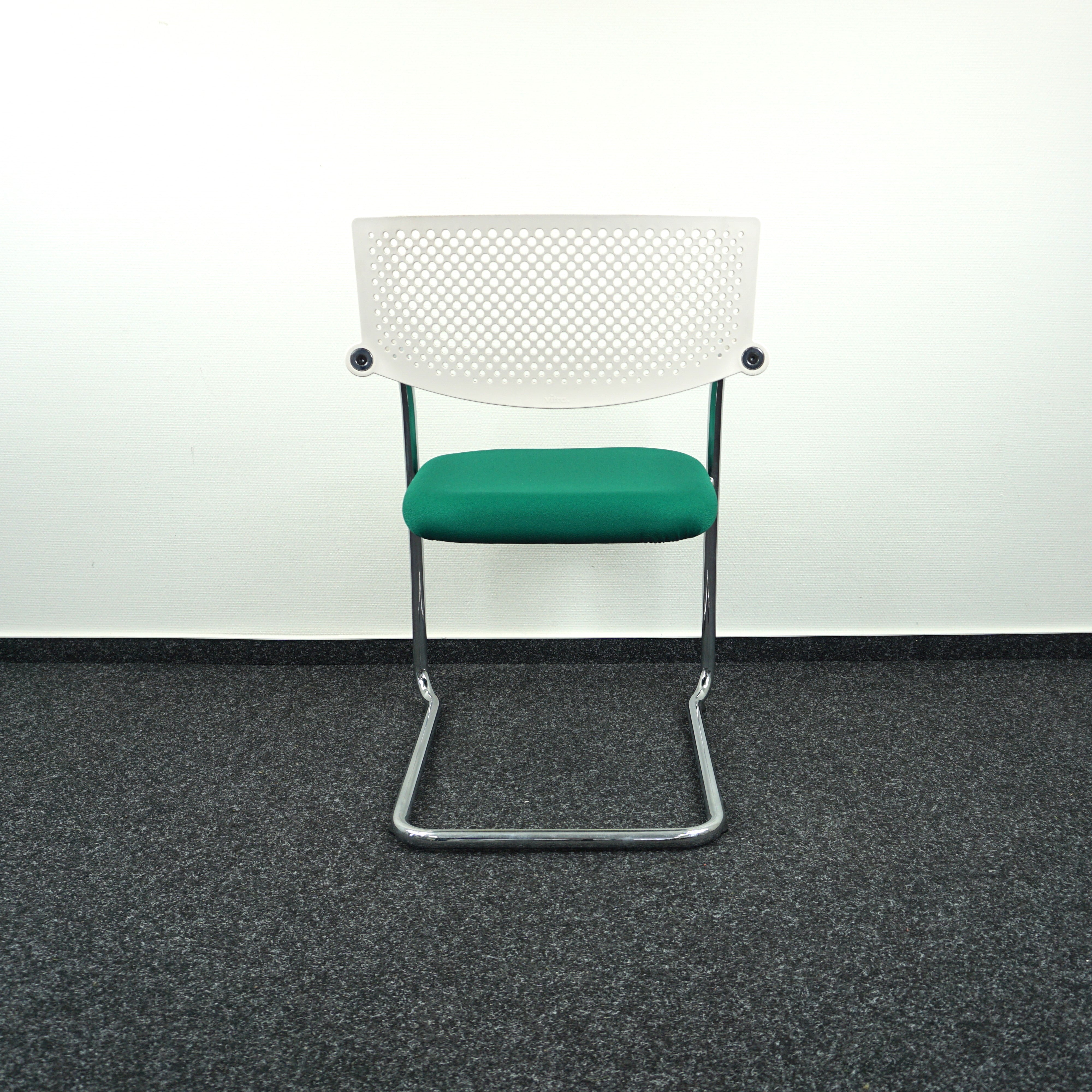 Vitra Visavis Design Konferenzstuhl Weiß-Grün Rückansicht
