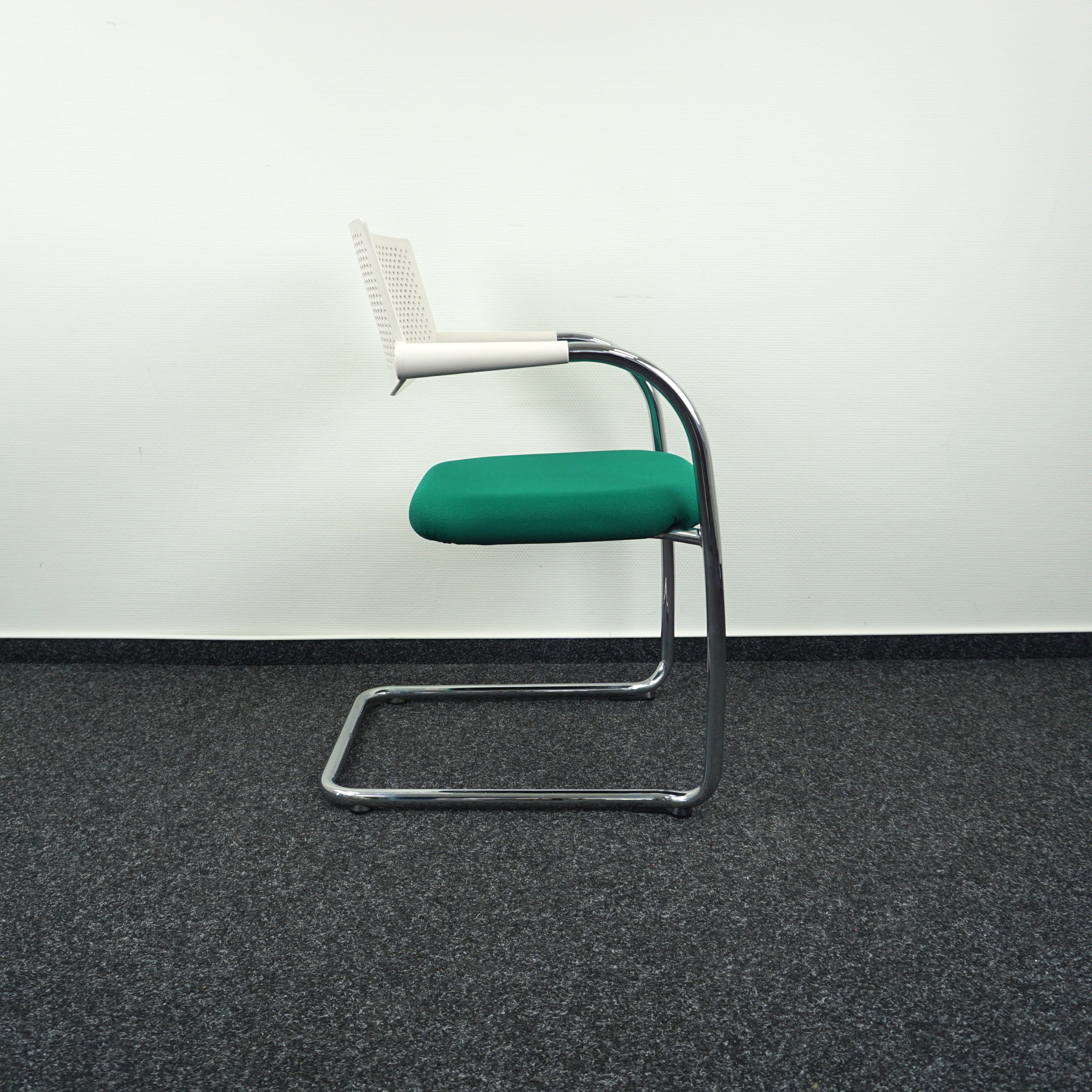 Vitra Visavis Design Konferenzstuhl Weiß-Grün Seitenansicht