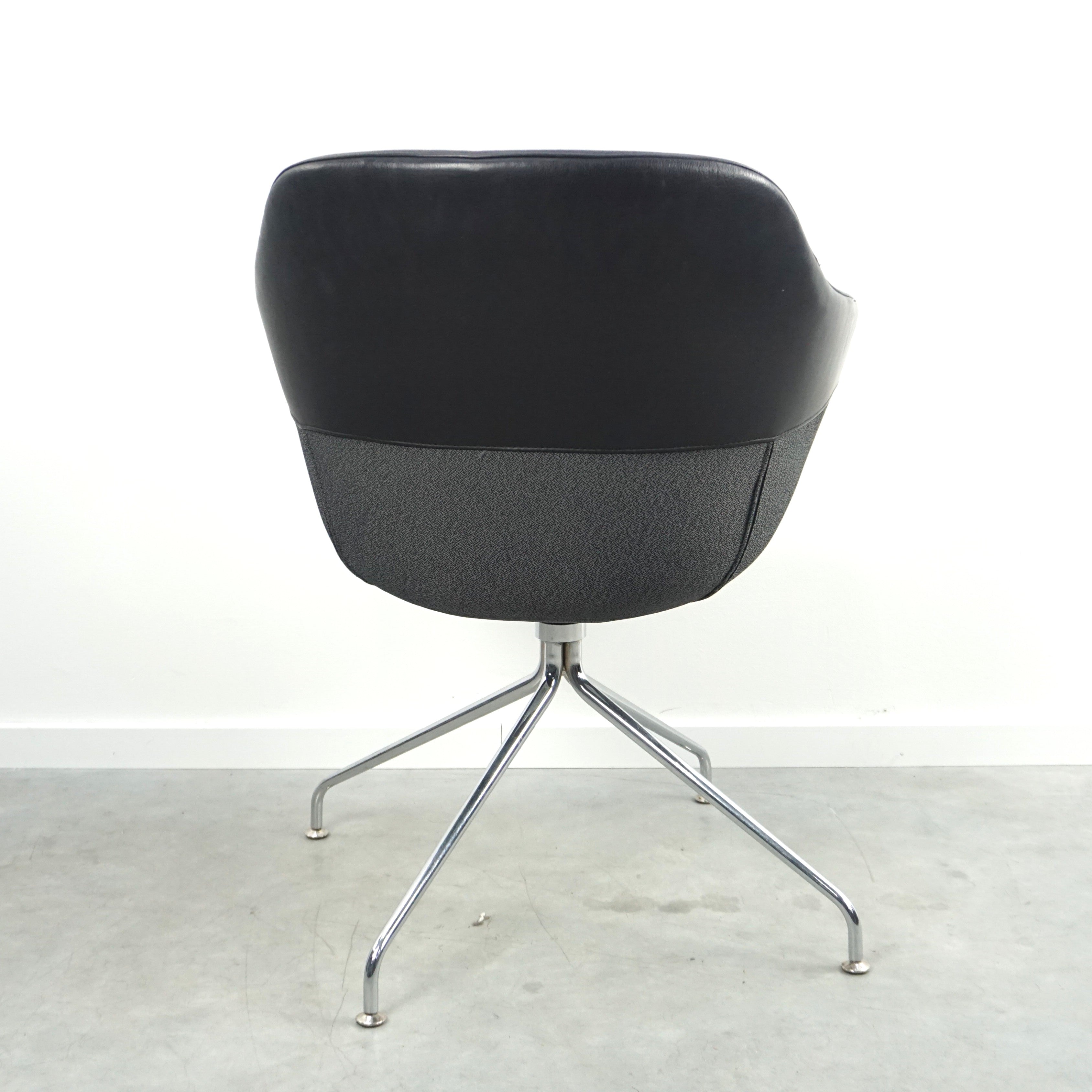 Brunner Crona Design-Sessel | Grau-Schwarz | Ledereinsatz