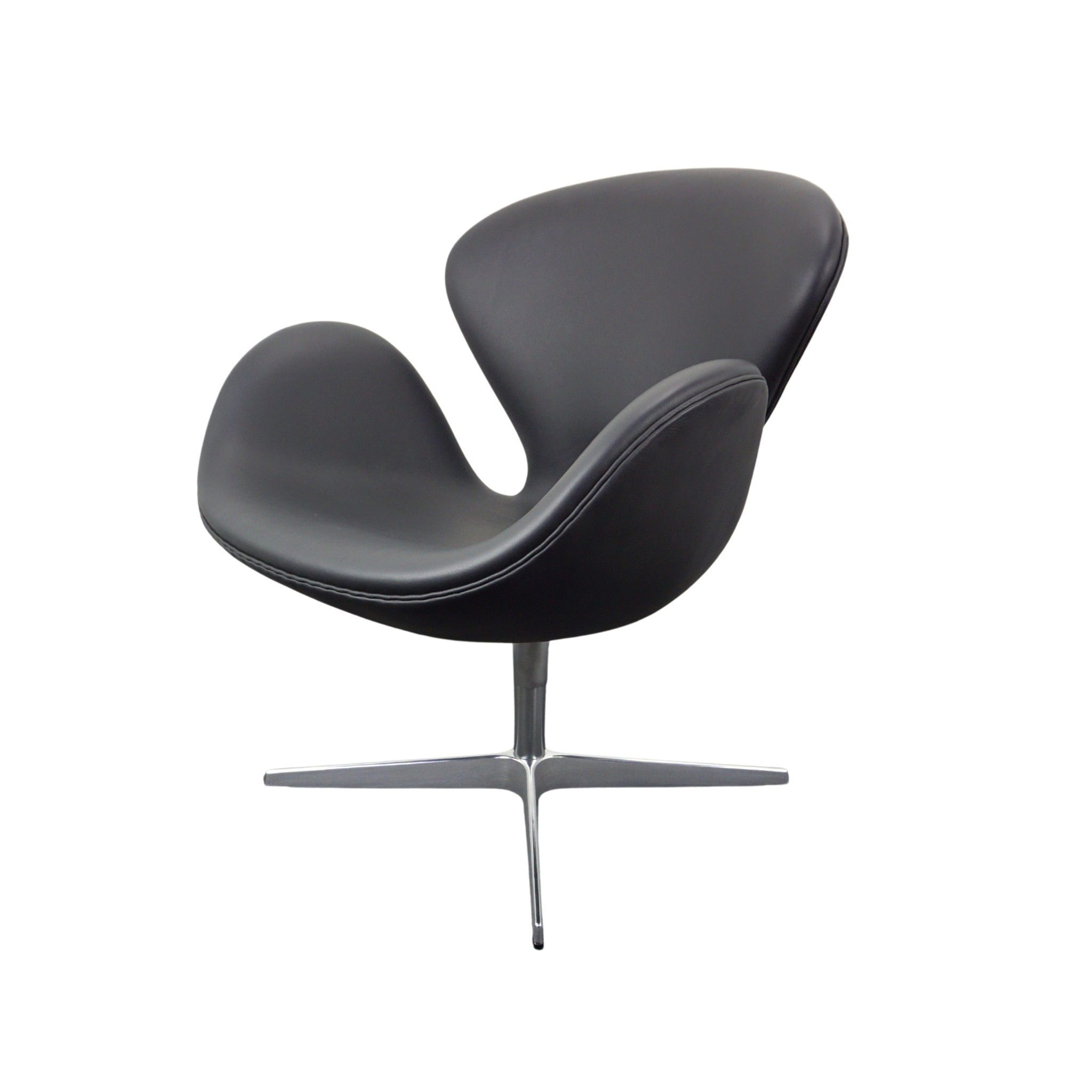 Fritz Hansen Swan Chair Design Sessel | Schwarz | Leder | Neu Gepolstert