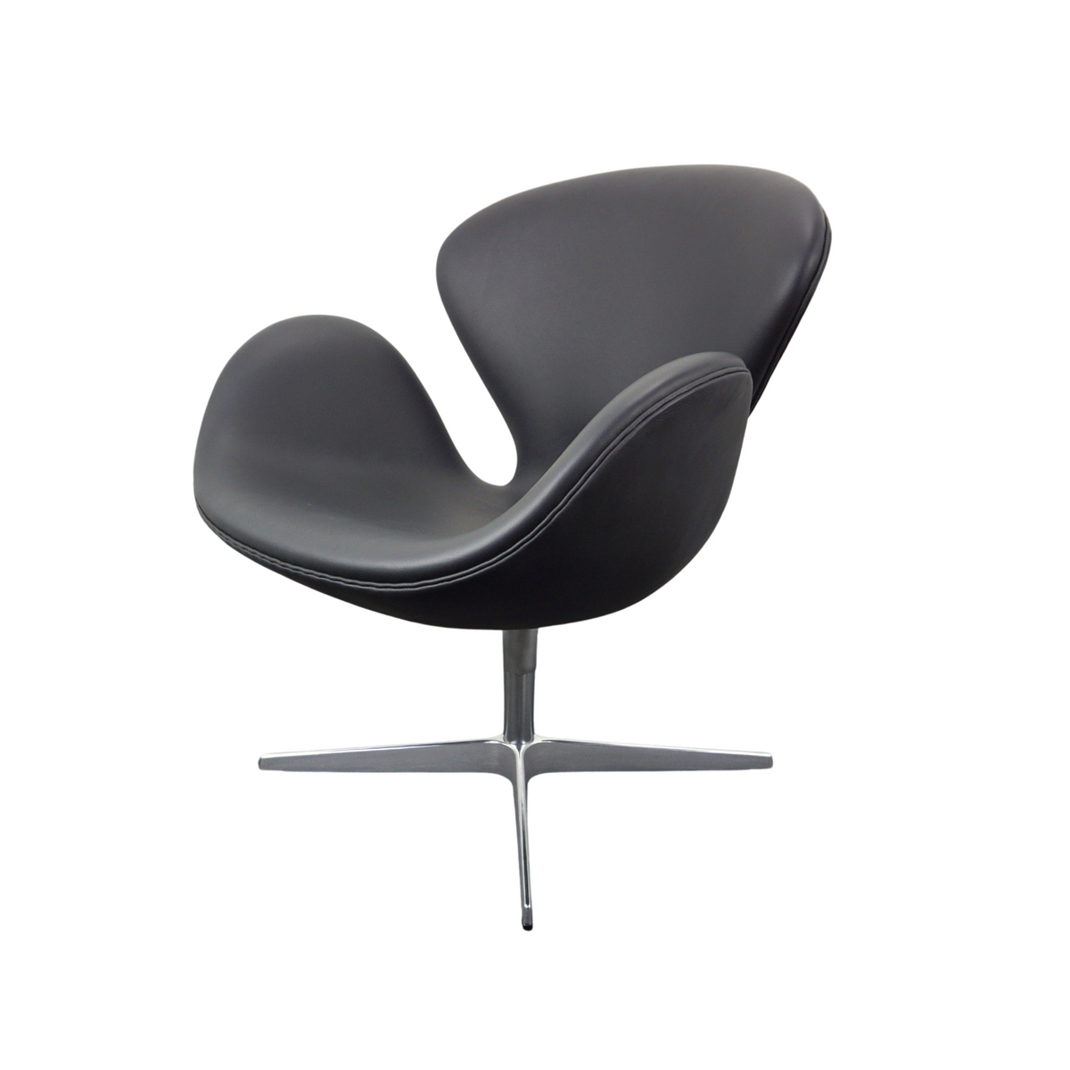 Fritz Hansen Swan Chair Design Sessel | Schwarz | Leder | Neu Gepolstert