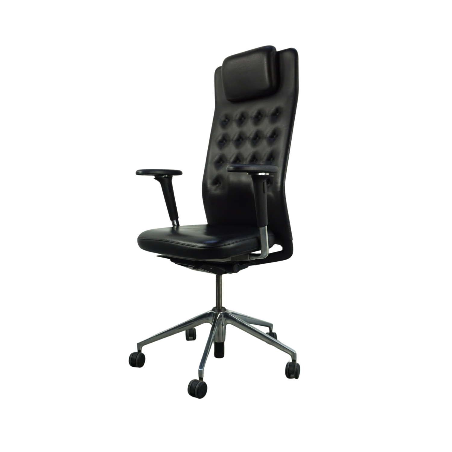 Vitra ID Trim L Bürodrehstuhl | Schwarz | Leder | Chrom