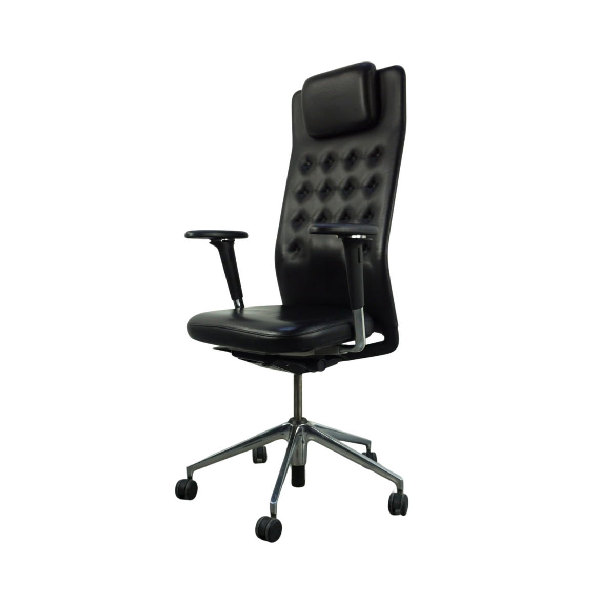 Vitra ID Trim L Bürodrehstuhl | Schwarz | Leder | Chrom
