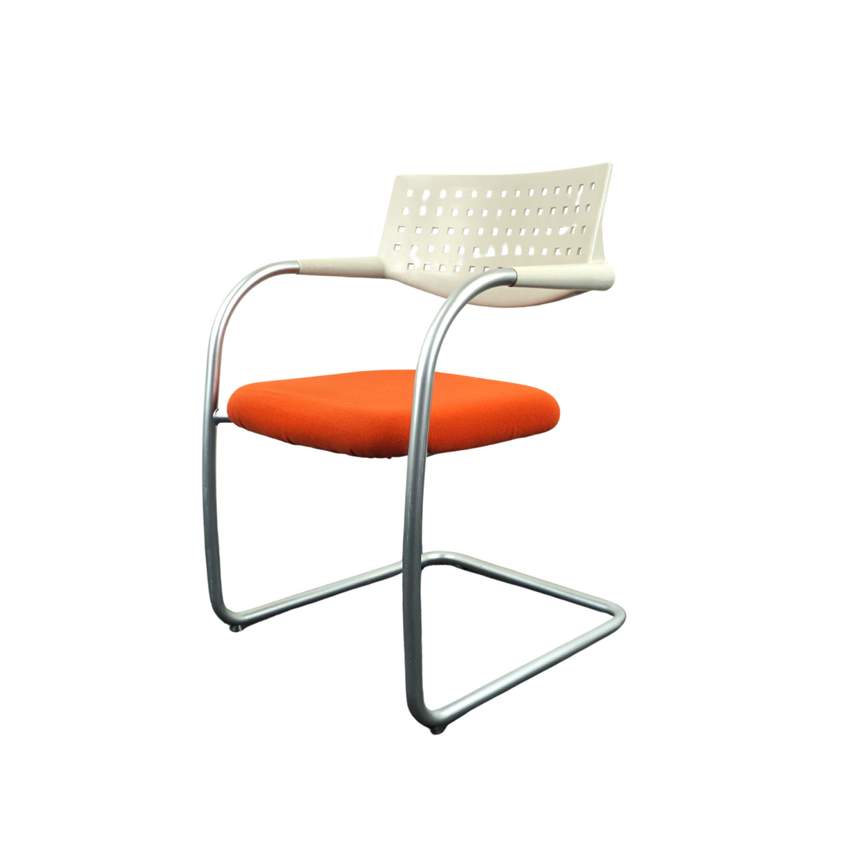 Vitra Visavis Design Konferenzstuhl Creme-Orange mit grauem Gestell