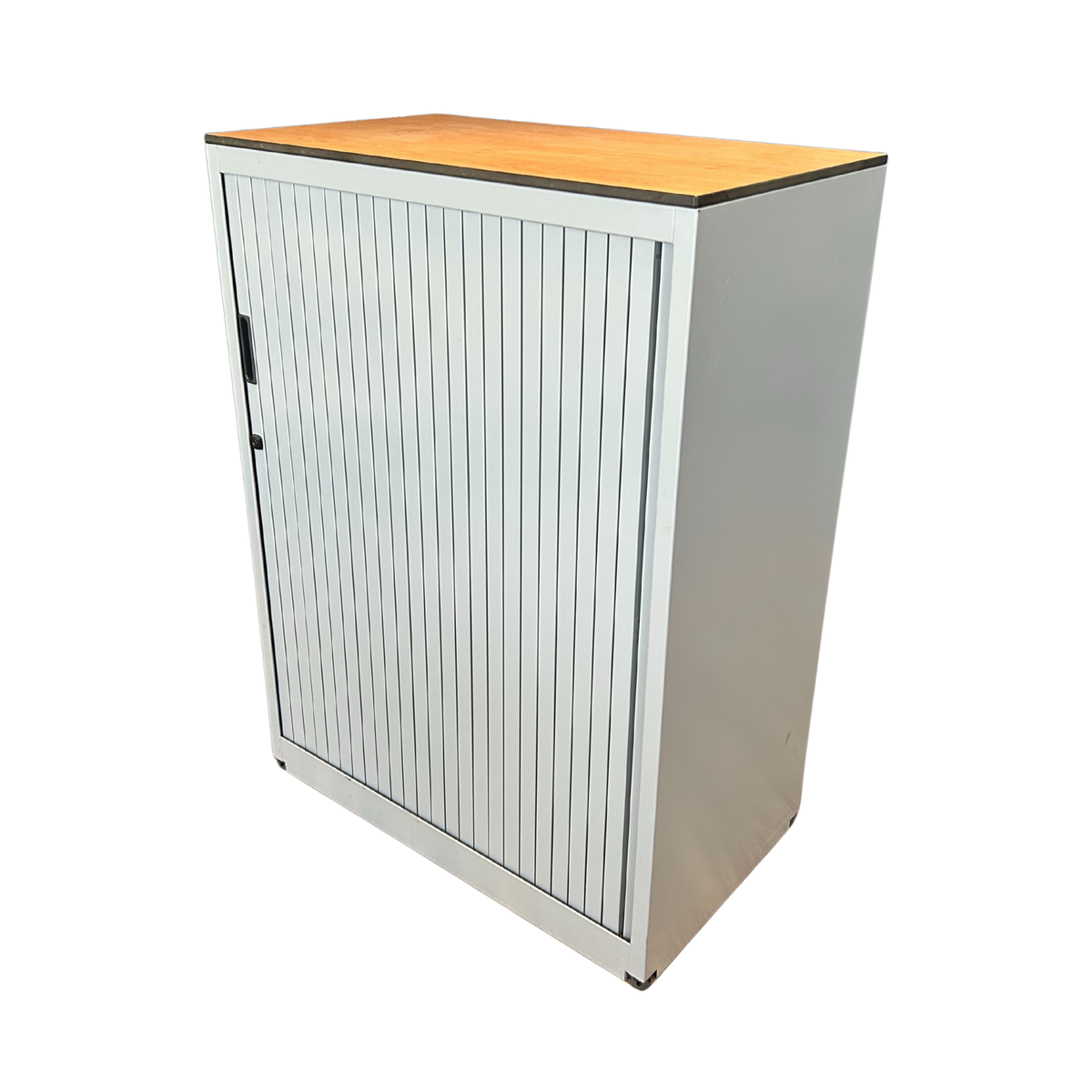 Aspa Jalousieschrank | 109 x 80 x 47 cm | Grau / Buche