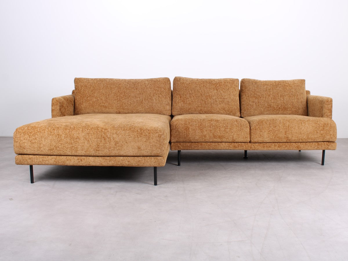 Gebrauchtes Bronx71 Denver Ecksofa in Ockergelb mit Chenille-Bezug