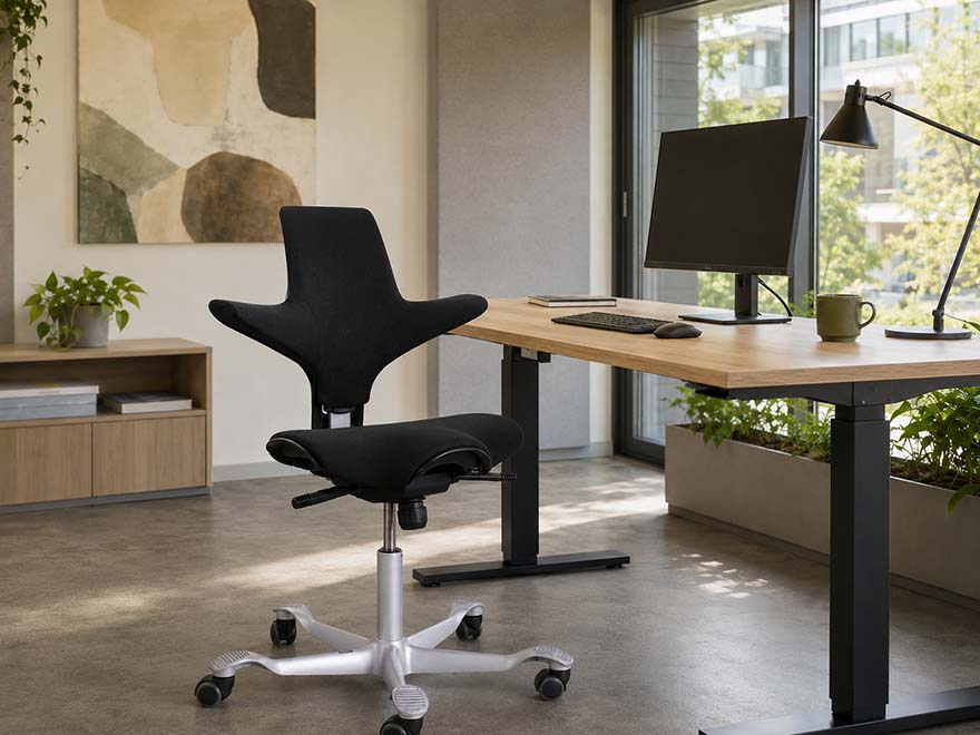 HAG Capisco Puls 8106 ergonomischer Bürostuhl in Schwarz, refurbished durch R&M