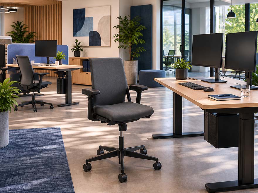 Haworth Comforto 5975 ergonomischer Bürostuhl in Dunkelgrau, refurbished durch R&M