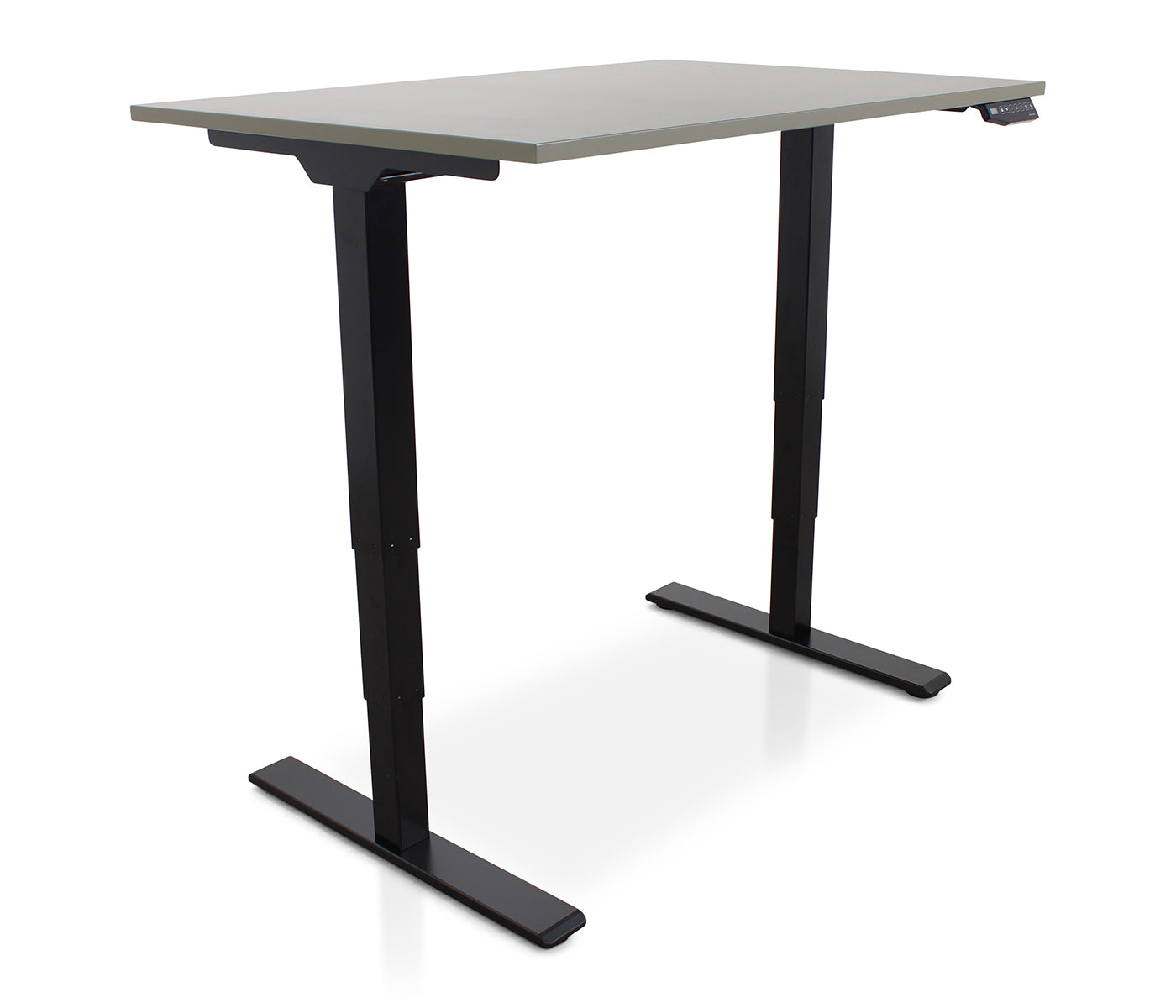 Lineaflex MRC COMFORT Sitz-Steh-Schreibtisch in Forest Green mit schwarzem Gestell, Seitenansicht