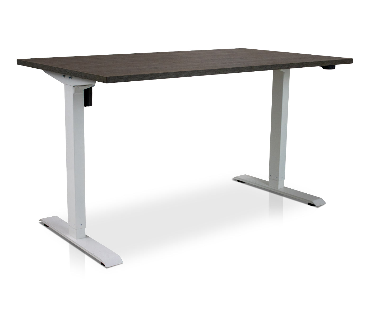 Lineaflex MRC EASY elektrischer Sitz-Steh-Schreibtisch mit Platte in Braune Eiche und weißem Gestell