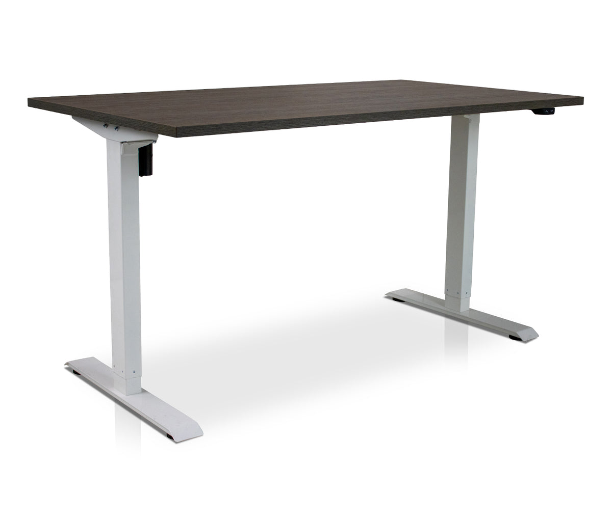 Lineaflex MRC EASY elektrischer Sitz-Steh-Schreibtisch mit Platte in Braune Eiche und weißem Gestell