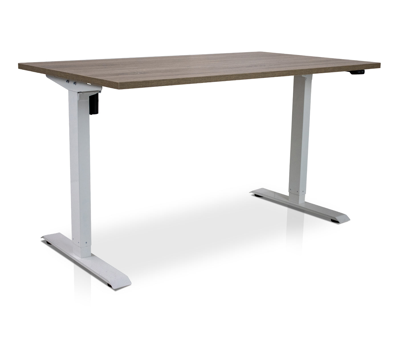 Lineaflex MRC EASY elektrischer Sitz-Steh-Schreibtisch mit Platte in Mittlere Eiche und weißem Gestell