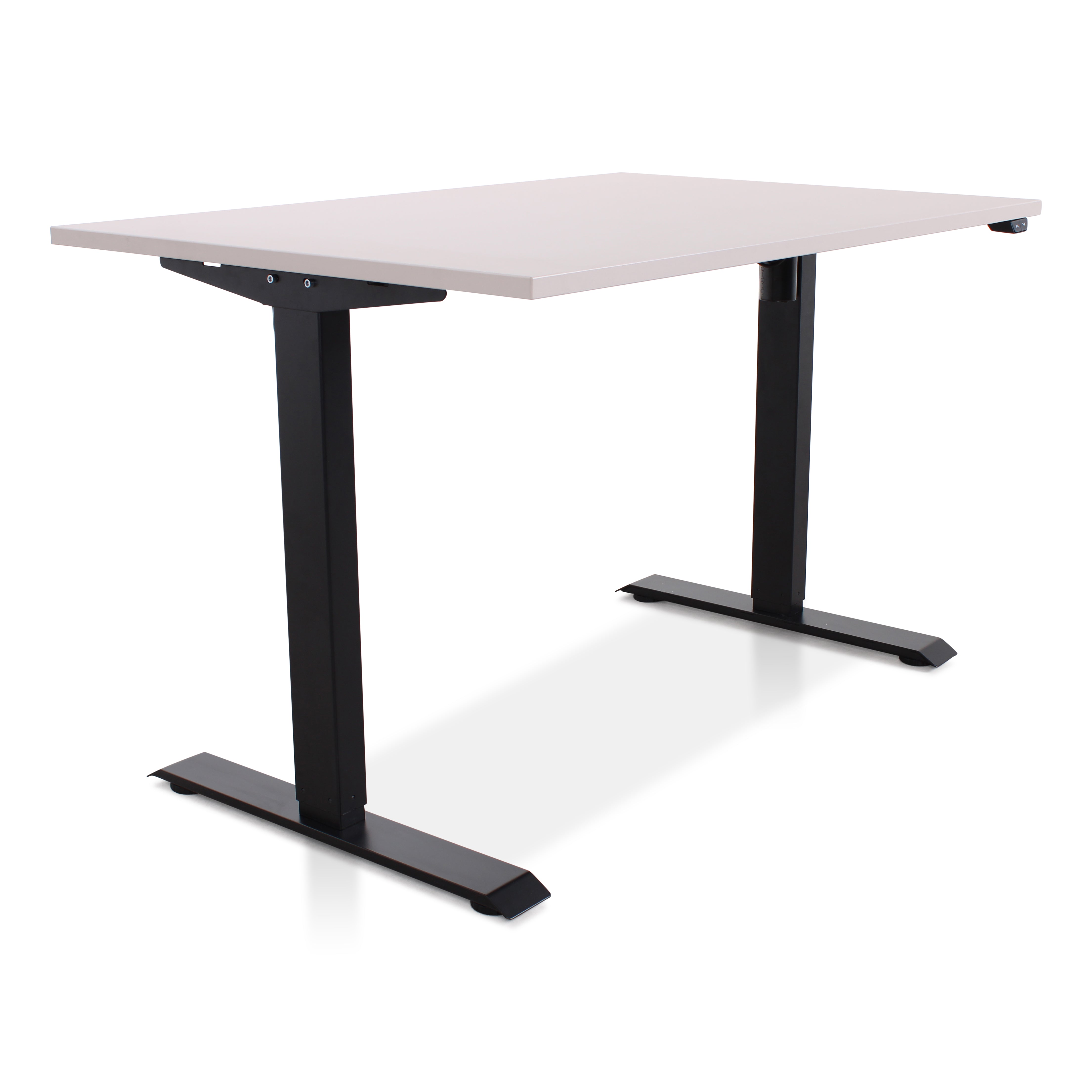Lineaflex MRC EASY Sitz-Steh-Schreibtisch in Sand Grey mit schwarzem Gestell