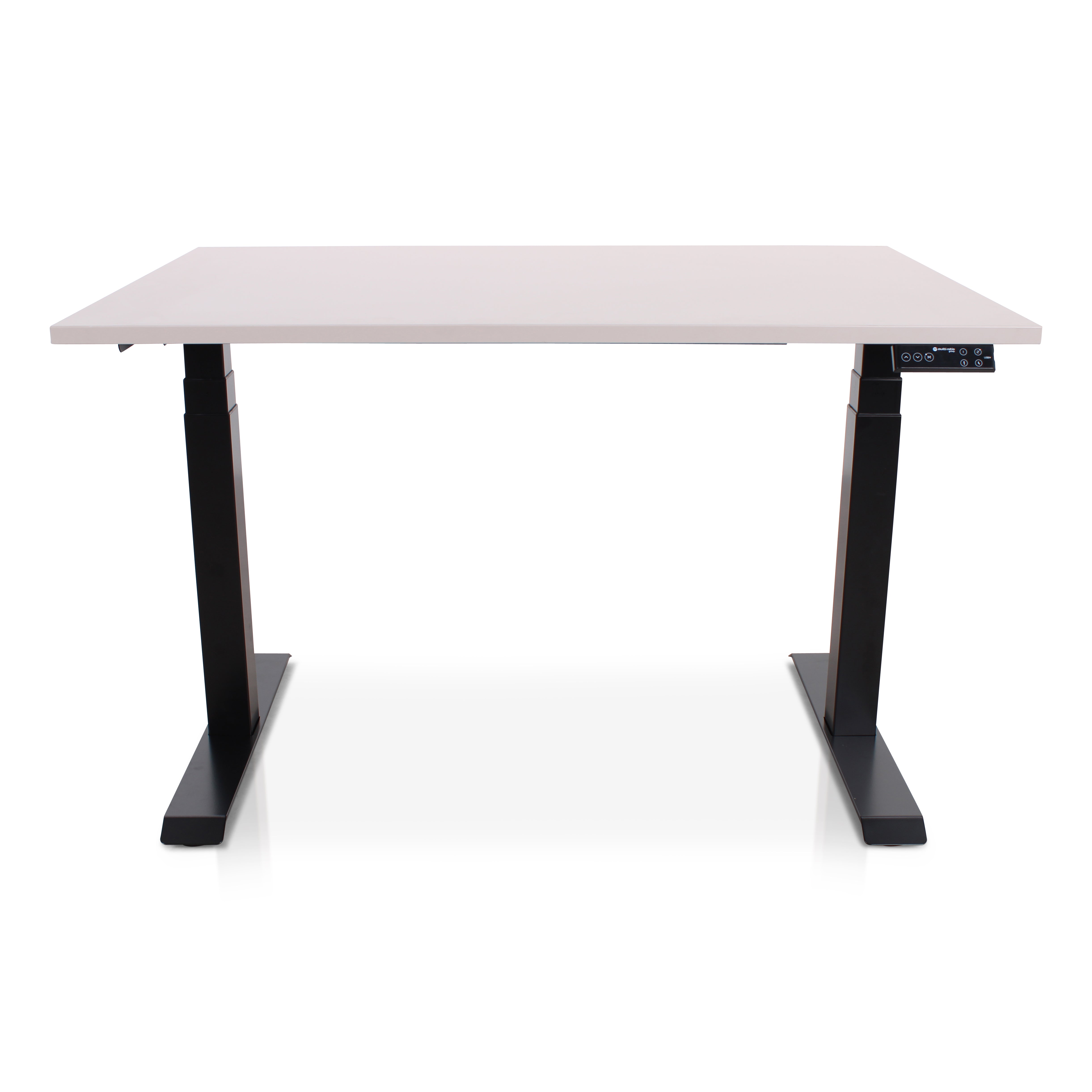 Lineaflex MRC PRO elektrischer Sitz-Steh-Schreibtisch mit Platte in Sand Grey und schwarzem Gestell