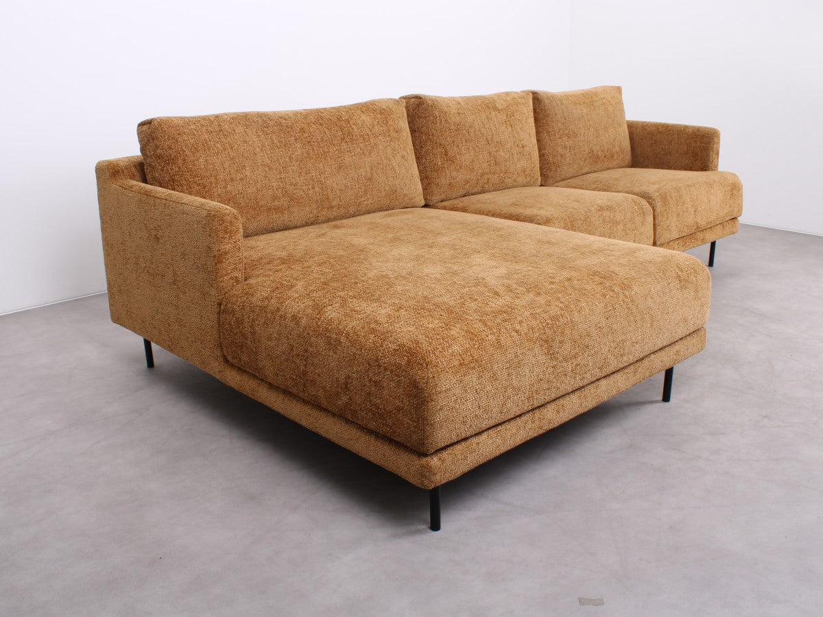 Gebrauchtes Bronx71 Denver Ecksofa in Ockergelb mit Chenille-Bezug