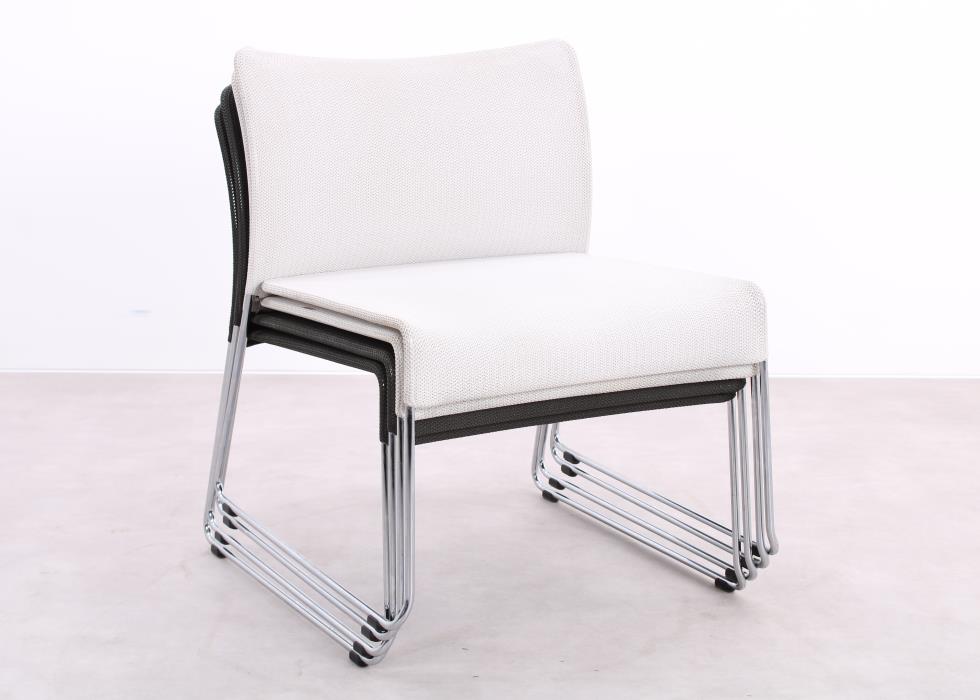 Stapelbare Vitra Soft Sim Design-Sessel in Weiß und Grau