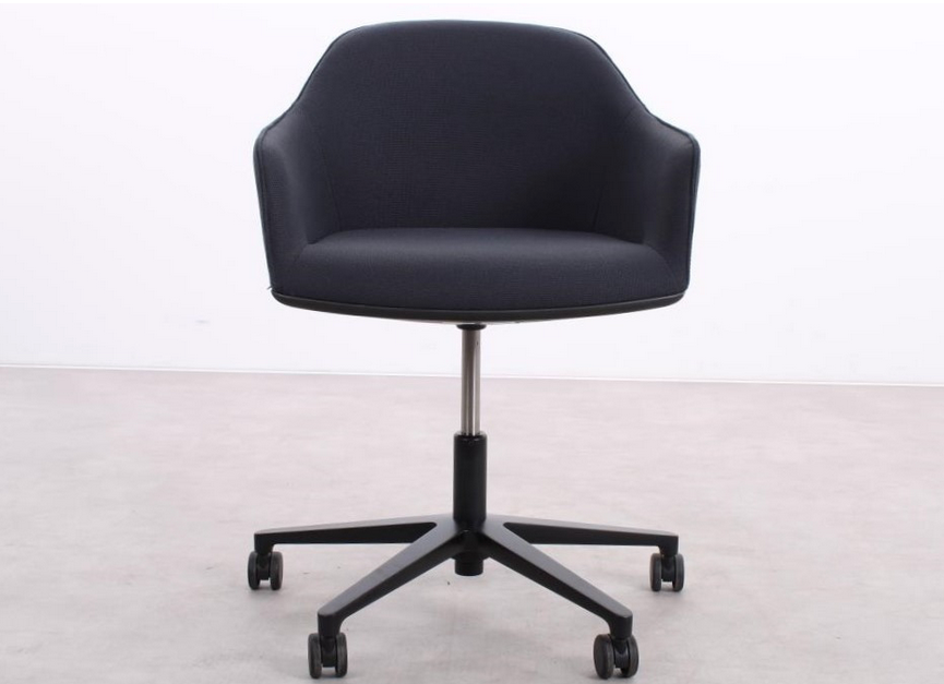 Vitra Softshell Chair in Blau mit schwarzem Gestell und Rollen