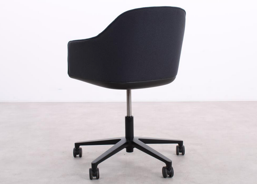 Vitra Softshell Chair in Blau mit schwarzem Gestell und Rollen