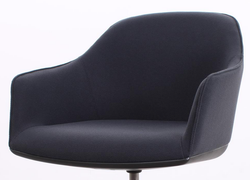 Vitra Softshell Chair in Blau mit schwarzem Gestell und Rollen