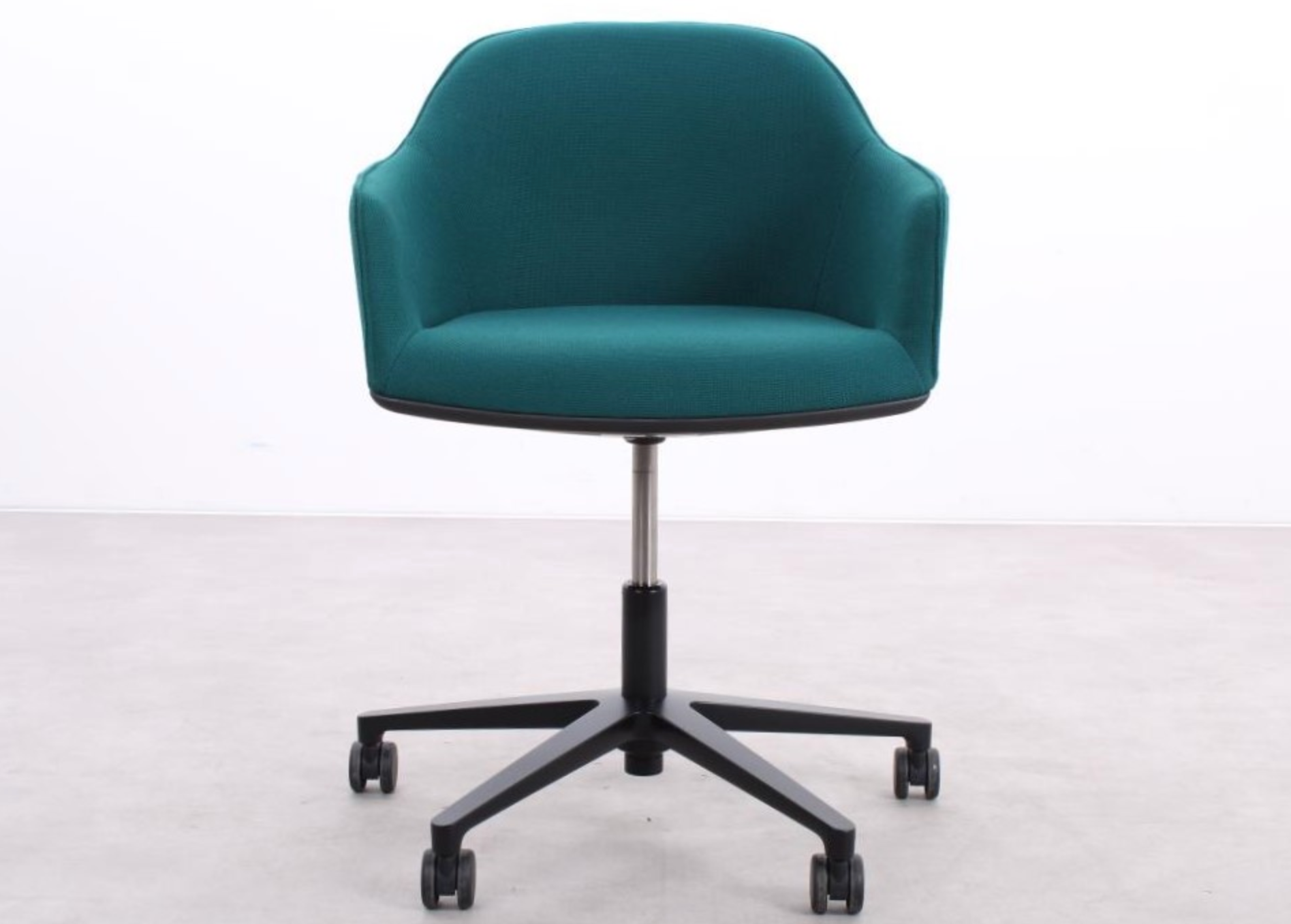 Vitra Softshell Chair in Grün mit schwarzem Gestell und Rollen